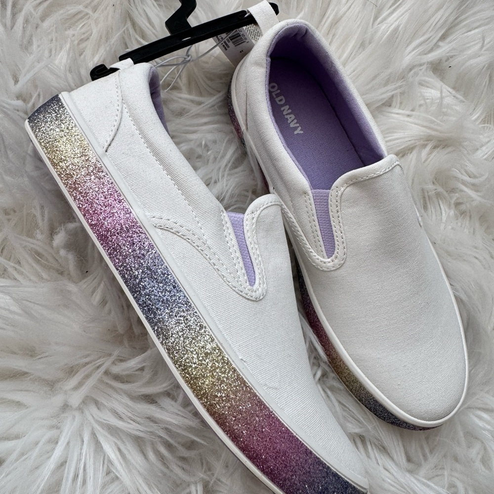 Old Navy OPP Slip OnCanvas White Sneakers Youth 4